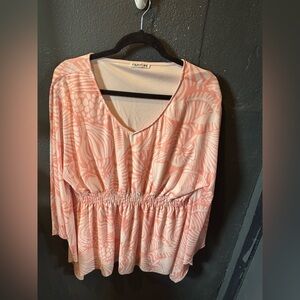 Women’s Fairhope Coral Cream Patterned Blouse